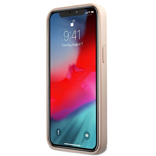 Etui GUESS Apple iPhone 12 12 Pro 4G Metal Gold Logo Różowy Hardcase