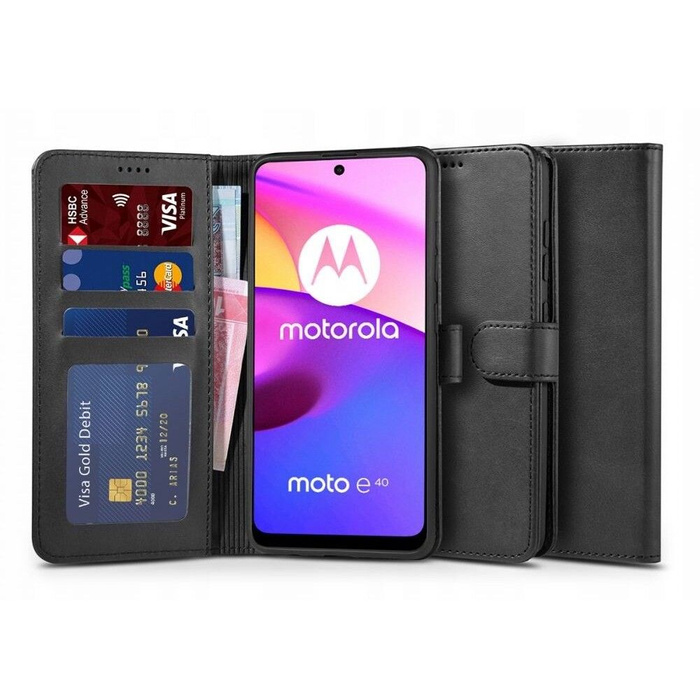 Etui TECH-PROTECT Motorola Moto E20 E40 Wallet Czarny Case