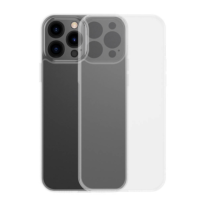 Etui Baseus Frosted Glass Case pokrowiec do iPhone 13 Pro sztywna obudowa z żelową ramką przezroczysty (ARWS000702)
