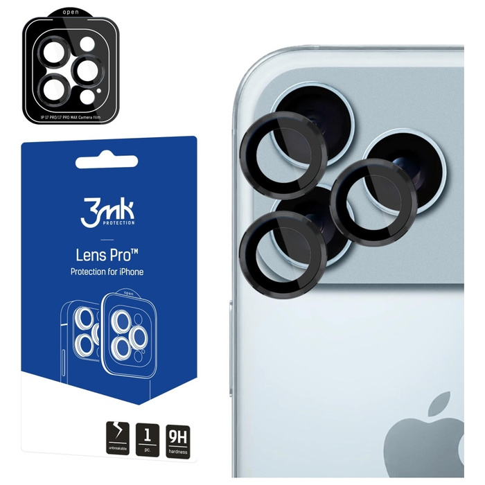 Ochrona na obiektyw aparatu 3MK iPhone 17 Pro /17 Pro Max Lens Protection Pro Czarny