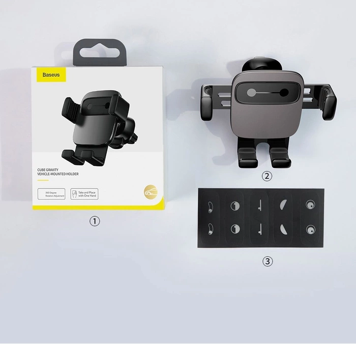 Uchwyt Baseus Cube SUYL-FK01 grawitacyjny na telefon 4.7-6.6" do samochodu na kratkę nawiewu - czarny