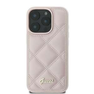 Etui Guess iPhone 16 6.1" różówy/pink hardcase Quiled Metal Logo