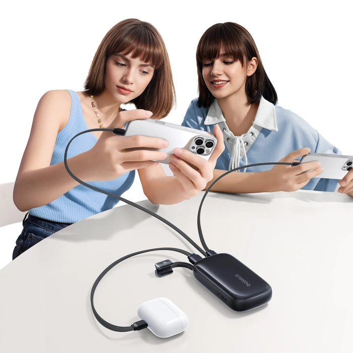 Powerbank Baseus EnerFill FC21 QPow3 Ultra 10000mAh 22.5W z wyświetlaczem cyfrowym i odłączanym kablem - czarny