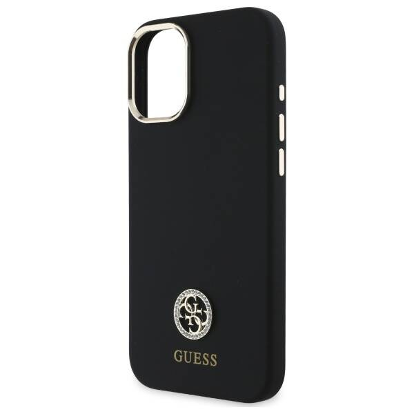 Etui Guess iPhone 16 czarny/black hardcase Silicone Logo Strass 4G