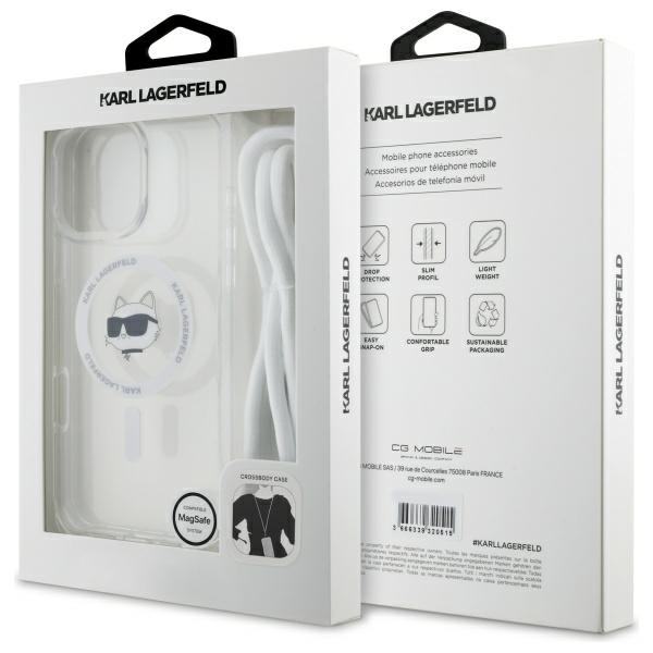 Etui Karl Lagerfeld iPhone 16 Pro 6.3" hardcase transparent IML Choupette Head & Cord Magsafe