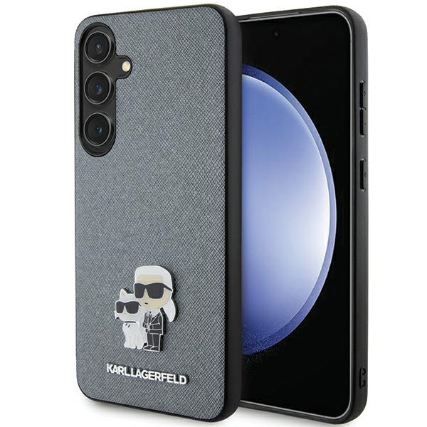 Etui Karl Lagerfeld KLHCS24SPSAKCMPG Samsung Galaxy S24 S921 hardcase szary/grey Saffiano Karl & Choupette Metal Pin Case