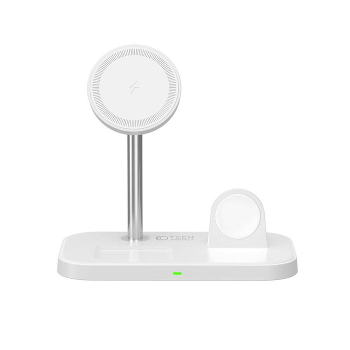 ŁADOWARKA TECH-PROTECT QI15W A22 3IN1 MAGNETIC MAGSAFE WIRELESS CHARGER WHITE