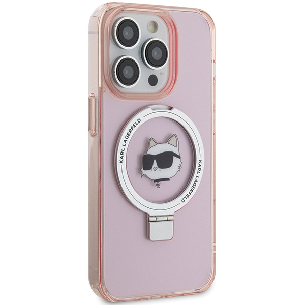 Etui Karl Lagerfeld KLHMP15LHMRSCHP iPhone 15 Pro 6.1" różowy/pink hardcase Ring Stand Choupette Head MagSafe Case