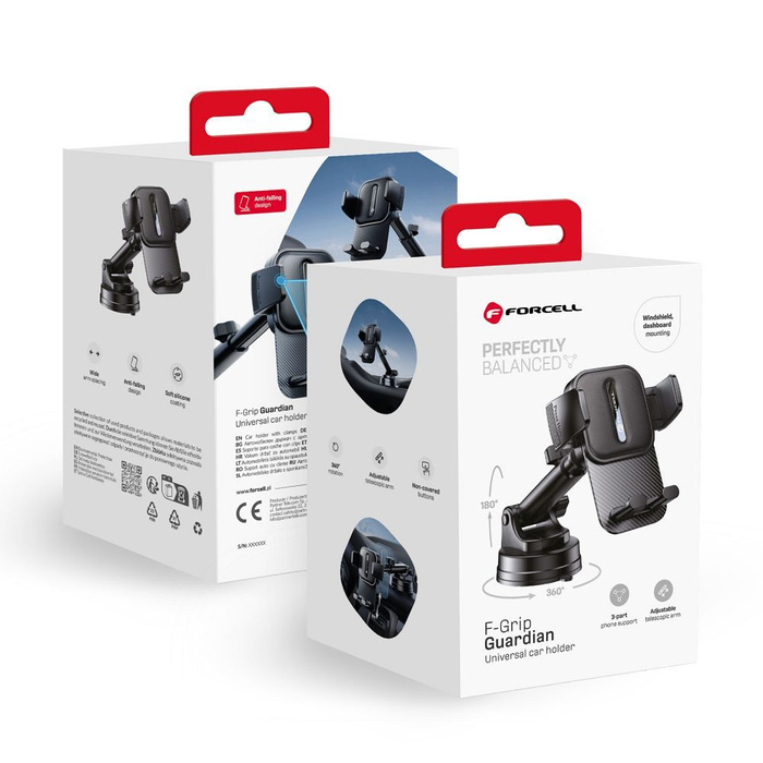 FORCELL F-Grip Guardian uchwyt samochodowy do szyby/deski czarny