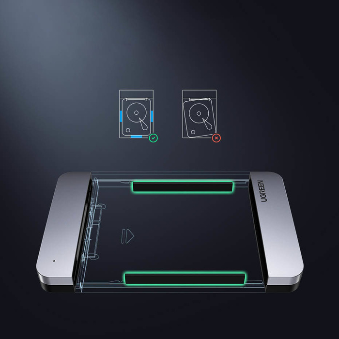 Ugreen kieszeń obudowa na dysk twardy 2,5'' SATA 3.0 6Gbps szary + kabel USB - USB Typ C 0,5m (CM300)