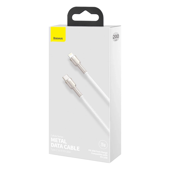 Kabel Baseus Cafule Series Metal Data USB-C / Lightning 20W PD 1 m - biały