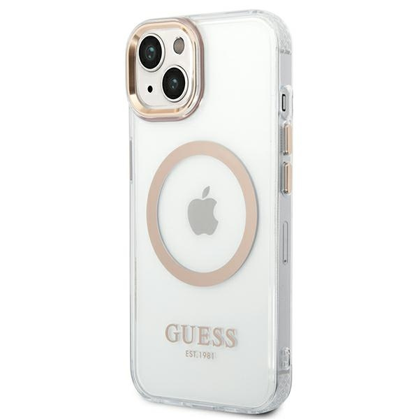 Etui GUESS Apple iPhone 14 Plus Metal Outline Magsafe Złoty Hardcase