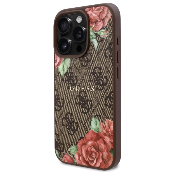 Guess GUHMP16LP4ROPEMCW iPhone 16 Pro     6.3" brązowy/brown hardcase 4G Flowers Print MagSafe