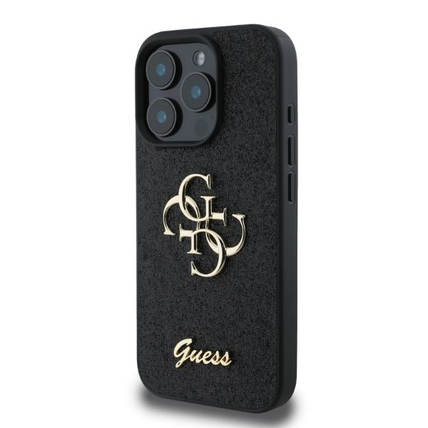 Etui Guess iPhone 16 Pro 6,3" czarny/black HC Fixed Glitter Big 4G
