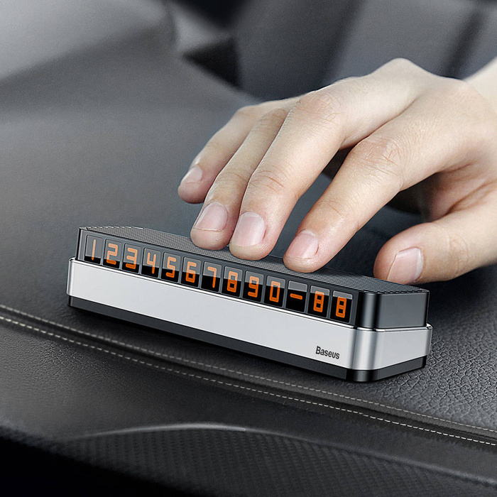 Baseus Moonlight Box Series parkingowa tabliczka z numerem telefonu srebrny