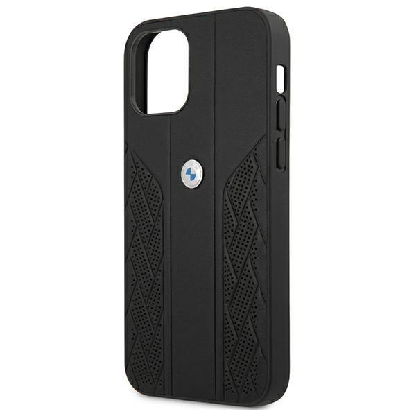 Etui BMW Apple iPhone 12 Mini Leather Curve Perforate Czarny Hardcase