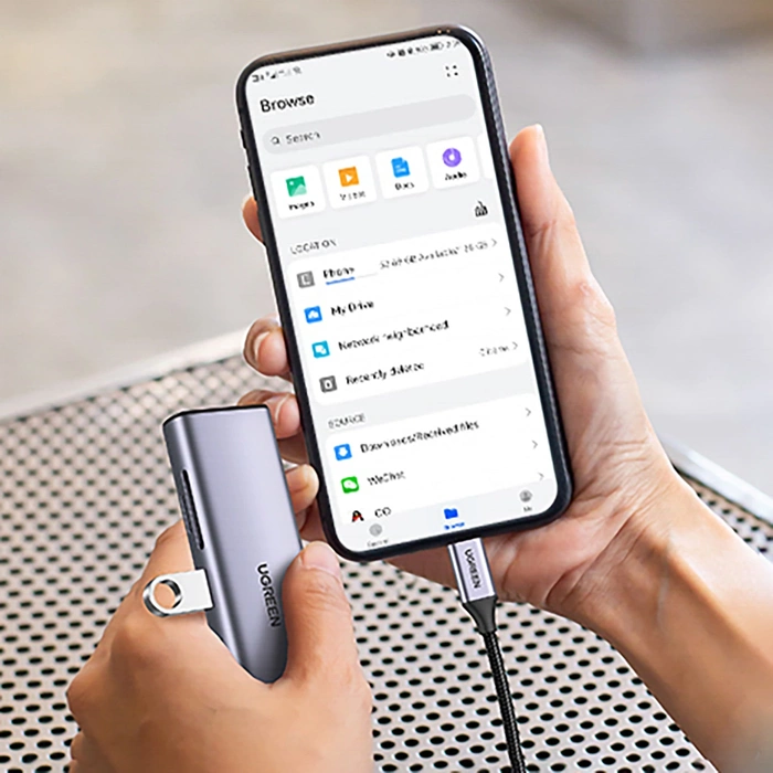 Adapter Hub UGREEN, USB-C do 2x USB 3.0, HDMI, RJ45, SD/TF 90568