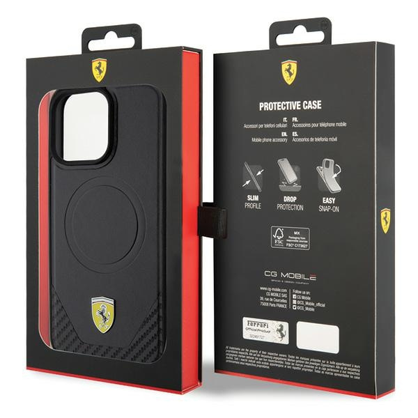 Etui Ferrari FEHMP15XPTEK iPhone 15 Pro Max 6.7" czarny/black hardcase Carbon Metal Logo MagSafe Case