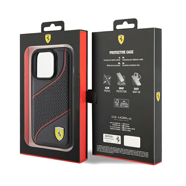 Etui Ferrari FEHCP15LPWAK iPhone 15 Pro 6.1" czarny/black hardcase Perforated Waves Metal Logo Case