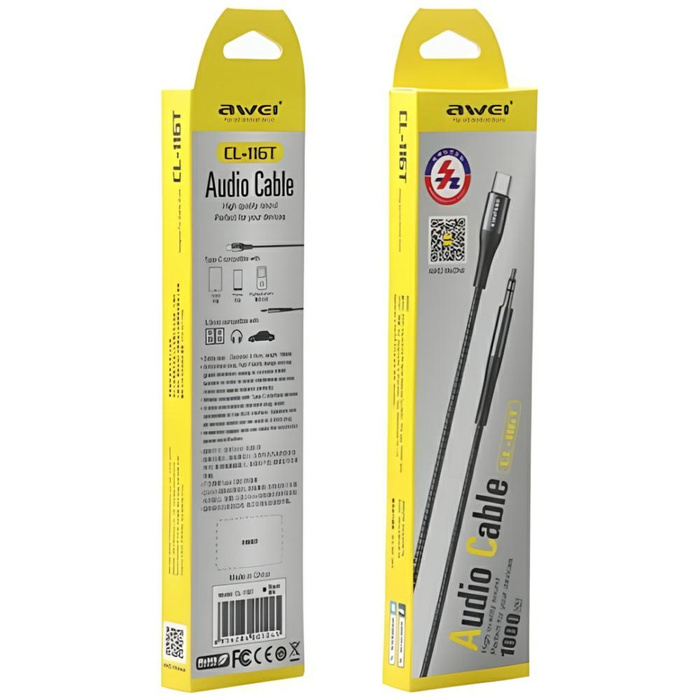 AWEI Adapter CL-116T USB-C/Jack 3.5 czarny/black