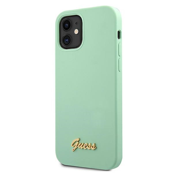 Etui GUESS Apple iPhone 12 Mini Metal Logo Script Zielony Hardcase