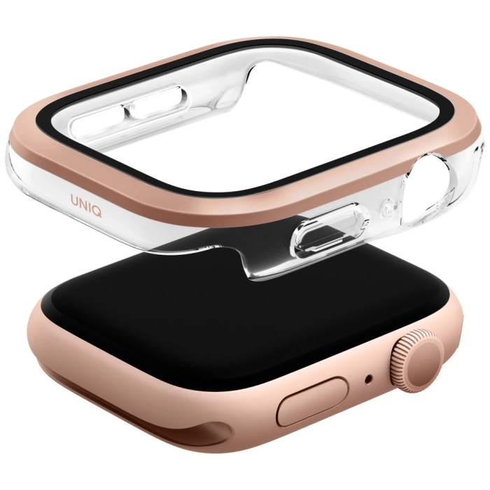 Etui Szkło Hartowane UNIQ Voute do Apple Watch Series 10 46mm różowo-złoty