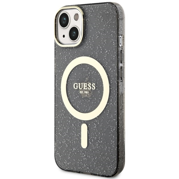 Etui Guess GUHMP14MHCMCGK iPhone 14 Plus 6.7" czarny/black hardcase Glitter Gold MagSafe Case