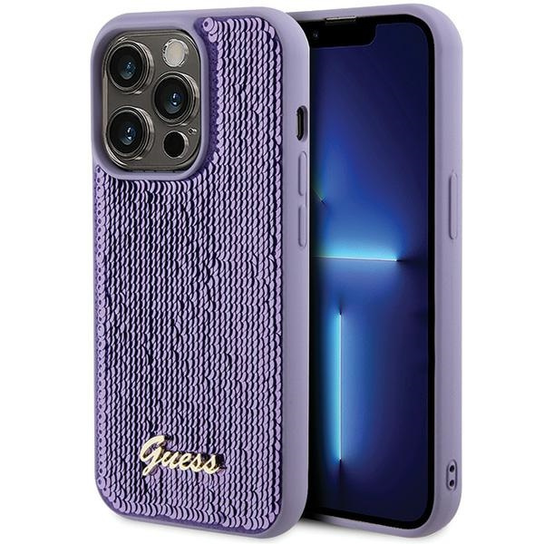 Etui Guess GUHCP15LPSFDGSU iPhone 15 Pro 6.1" fioletowy/purple hardcase Sequin Script Metal Case