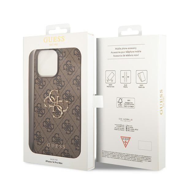Etui Guess GUHCP15L4GMGBR iPhone 15 Pro 6.1" brązowy/brown hardcase 4G Big Metal Logo Case