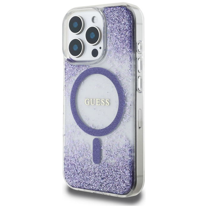 Etui Guess HC Resin Bottom Glitter do     iPhone 16 Pro Max MagSafe fioletowy