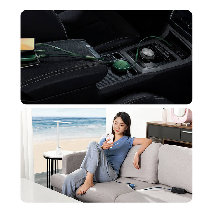 Baseus Bright Mirror 2 zwijany kabel przewód 3w1 USB Typ C - micro USB + Lightning + USB Typ C 3.5A 1.1m fioletowy (CAMJ010205)