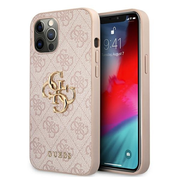 Etui GUESS Apple iPhone 12 12 Pro 4G Big Metal Logo Różowy Hardcase