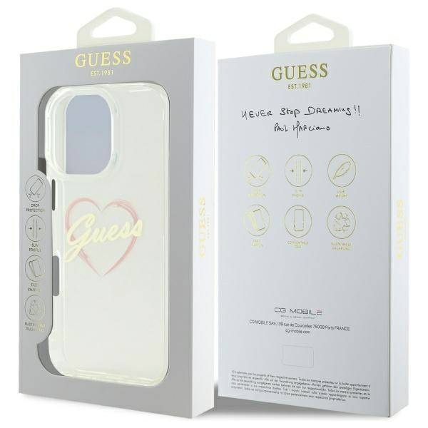 Etui Guess iPhone 16 Pro Max 6.9" przeźroczysty/transparent hardcase IML Heart