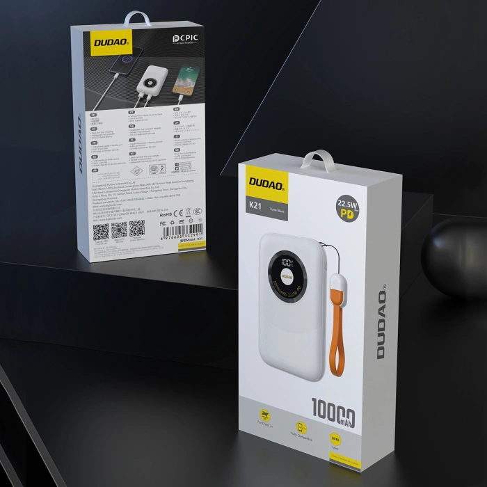 Powerbank Dudao K21 Mini 10000mAh 22.5W USB-A / USB-C - beżowy