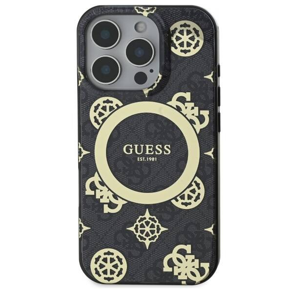Etui Guess iPhone 16 Pro 6.3"  czarny/black hardcase IML Peony On 4G Background MagSafe