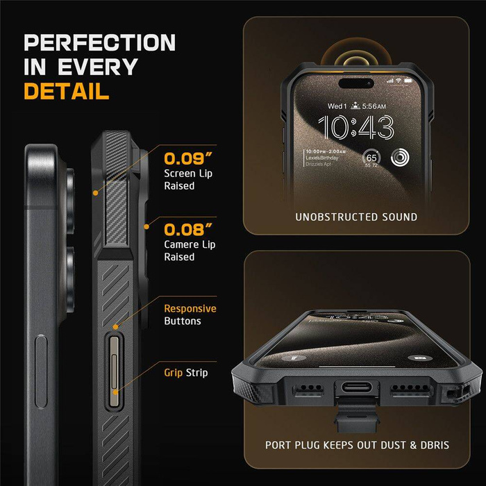 ETUI SUPCASE UB GRIP MAG MAGSAFE IPHONE 16 BLACK