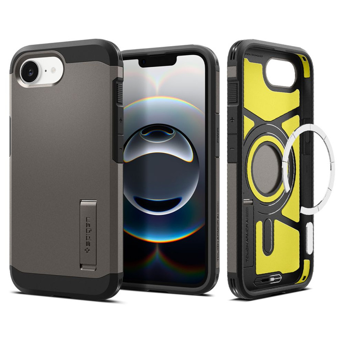 ETUI SPIGEN IPHONE 16E TOUGH ARMOR MAG MAGSAFE GUNMETAL