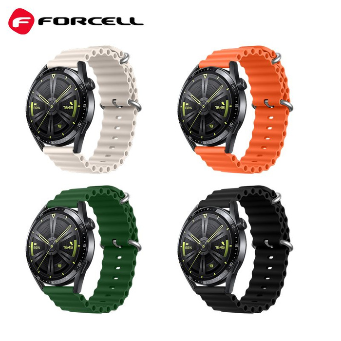 Pasek do Samsung Galaxy Watch Forcell Forcell F-Design FS01 dziurki silikon 20 mm czarny
