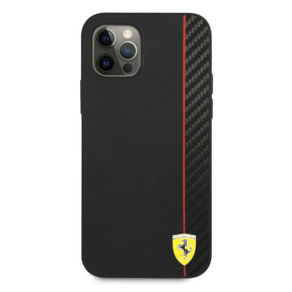 Etui FERRARI Apple iPhone 12 Pro Max On Track Carbon Stripe Czarny Hardcase