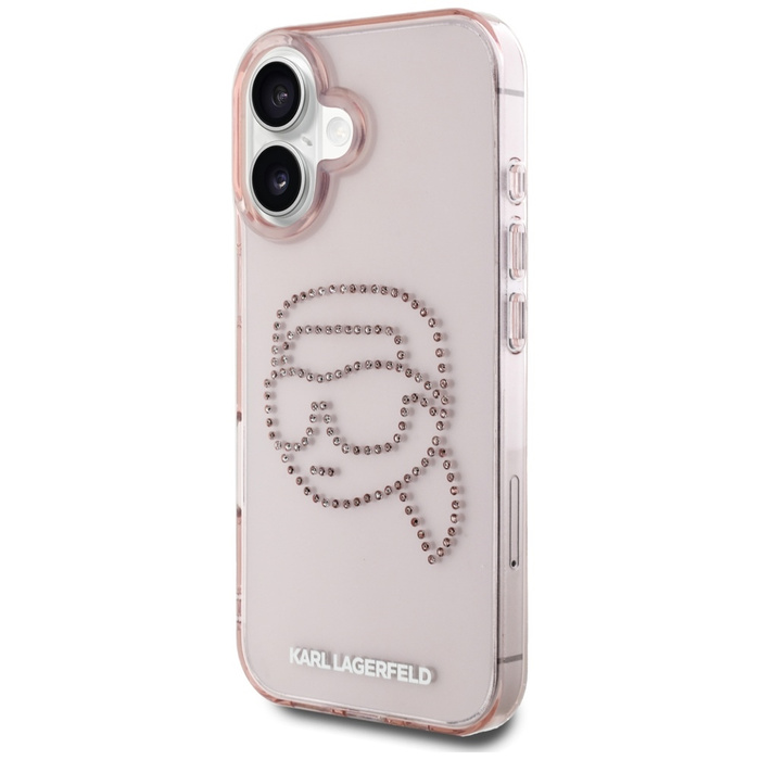 Etui Karl Lagerfeld IML Rhinestones Karl  Head do iPhone 16 różowy