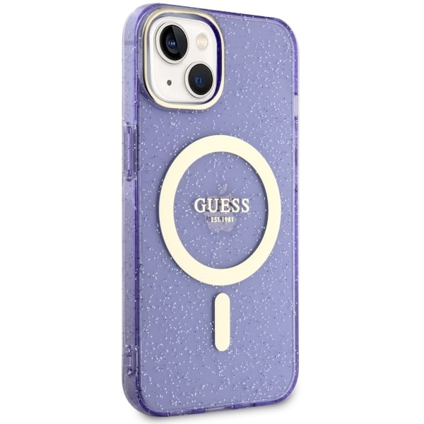 Etui Guess GUHMP14SHCMCGU iPhone 14 6.1" purpurowy/purple hardcase Glitter Gold MagSafe Case