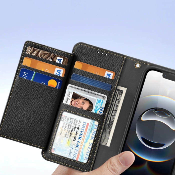 Etui skórzane Dux Ducis Lawa na iPhone 16e z odłączanym portfelem magnetycznym - czarne