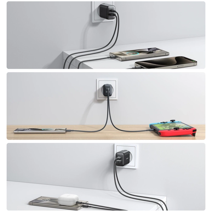 Ładowarka Joyroom JR-TCF13 sieciowa USB-C / USB-A 25W SFC / PPS / PD - czarna