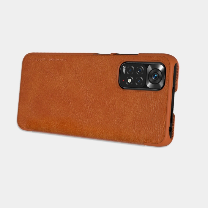 Nillkin Qin skórzana kabura etui Xiaomi Redmi Note 11S / Note 11 brązowy