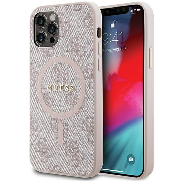 Etui Guess GUHMP12MG4GFRP iPhone 12/12 Pro 6.1" różowy/pink hardcase 4G Collection Leather Metal Logo MagSafe Case