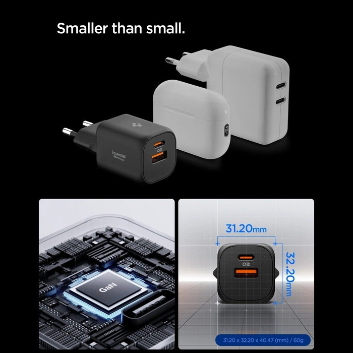 SPIGEN ESSENTIAL EE352EU 2-PORT NETWORK CHARGER 35W BLACK