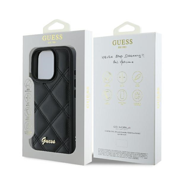 Etui Guess iPhone 16 Pro Max 6.9" czarny/black hardcase Quilted Metal Logo