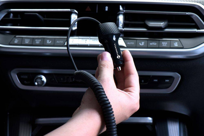 FORCELL F-ENERGY Carbon CC50-1AC ładowarka samochodowa USB A z kablem Typ C PD QC3.0 3A 38W czarna