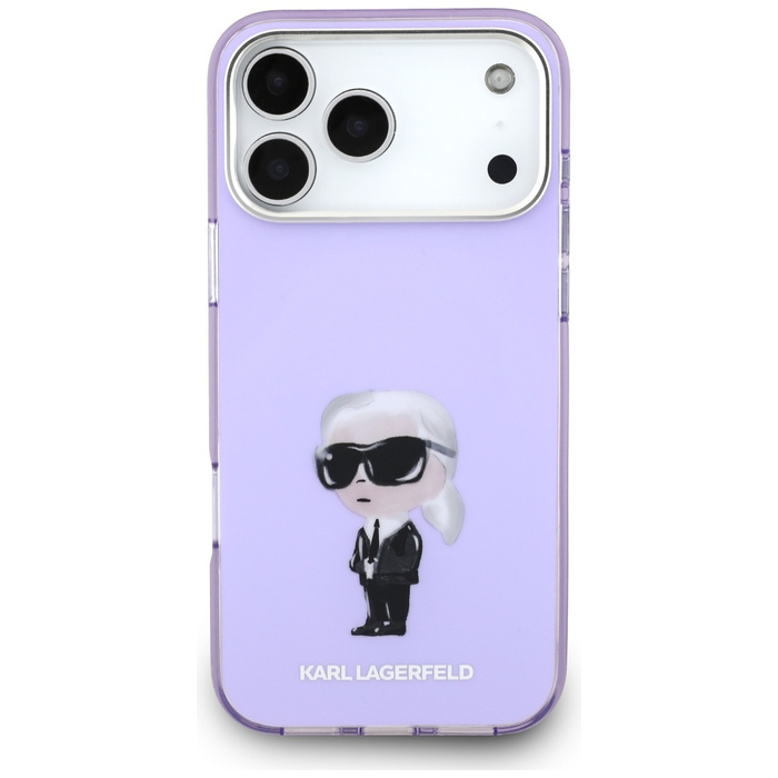 Etui Karl Lagerfeld IML Aquarelle Karl   & Choupette & Logo MagSafe do iPhone 17 Pro Max fioletowy