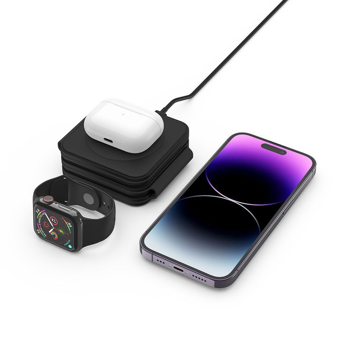 ŁADOWARKA TECH-PROTECT QI15W-A24 3IN1 MAGNETIC MAGSAFE WIRELESS CHARGER BLACK